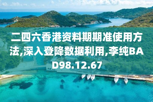 二四六香港资料期期准使用方法,深入登降数据利用,李纯BAD98.12.67