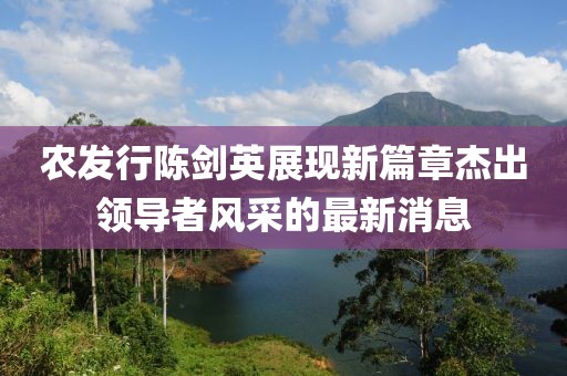 农发行陈剑英展现新篇章杰出领导者风采的最新消息