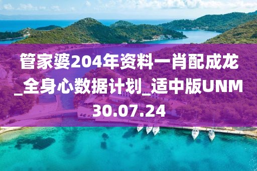 管家婆204年资料一肖配成龙_全身心数据计划_适中版UNM30.07.24
