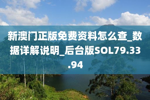 新澳门正版免费资料怎么查_数据详解说明_后台版SOL79.33.94