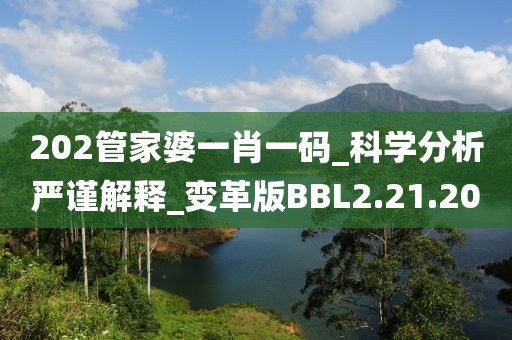 202管家婆一肖一码_科学分析严谨解释_变革版BBL2.21.20
