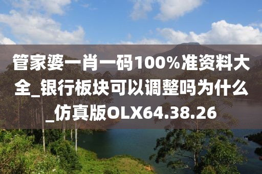 管家婆一肖一码100%准资料大全_银行板块可以调整吗为什么_仿真版OLX64.38.26
