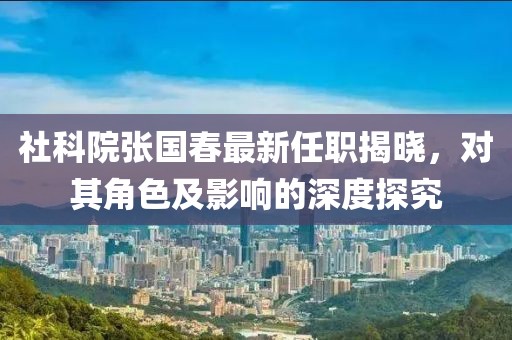 社科院张国春最新任职揭晓，对其角色及影响的深度探究