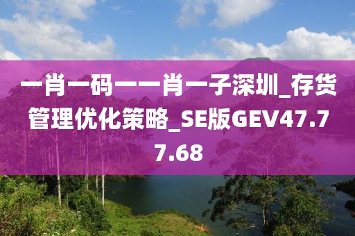 一肖一码一一肖一子深圳_存货管理优化策略_SE版GEV47.77.68