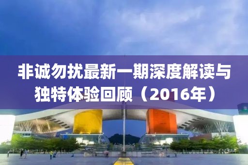 非诚勿扰最新一期深度解读与独特体验回顾（2016年）