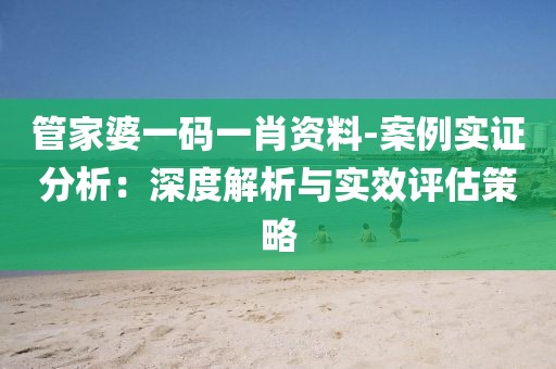 管家婆一码一肖资料-案例实证分析：深度解析与实效评估策略