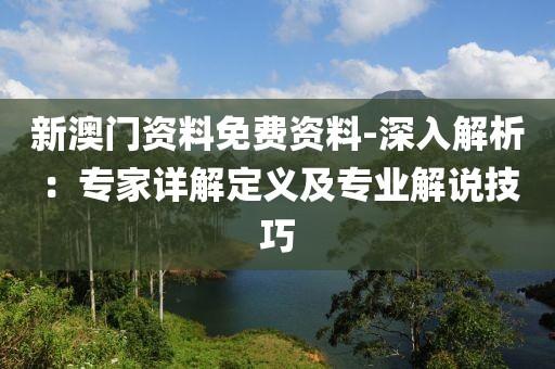 新澳门资料免费资料-深入解析：专家详解定义及专业解说技巧