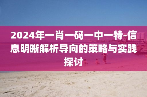2024年一肖一码一中一特-信息明晰解析导向的策略与实践探讨