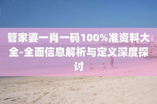 管家婆一肖一码100%准资料大全-全面信息解析与定义深度探讨