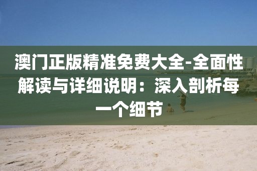 澳门正版精准免费大全-全面性解读与详细说明：深入剖析每一个细节