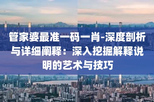 管家婆最准一码一肖-深度剖析与详细阐释：深入挖掘解释说明的艺术与技巧