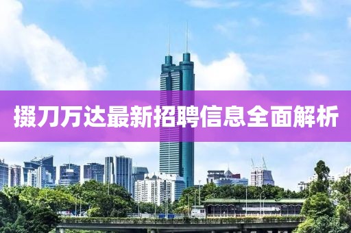 掇刀万达最新招聘信息全面解析