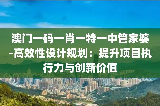 澳门一码一肖一特一中管家婆-高效性设计规划：提升项目执行力与创新价值