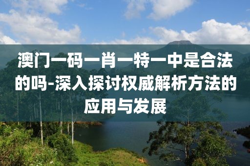 澳门一码一肖一特一中是合法的吗-深入探讨权威解析方法的应用与发展