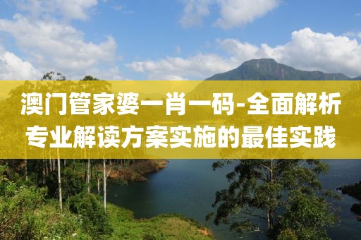 澳门管家婆一肖一码-全面解析专业解读方案实施的最佳实践