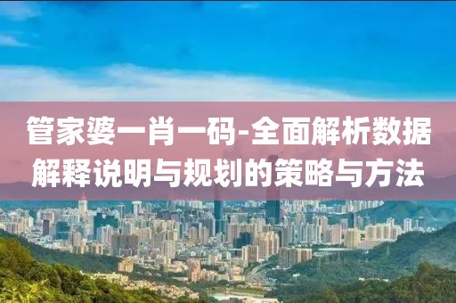 管家婆一肖一码-全面解析数据解释说明与规划的策略与方法