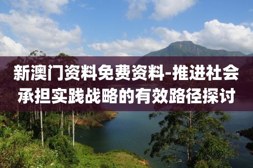 新澳门资料免费资料-推进社会承担实践战略的有效路径探讨
