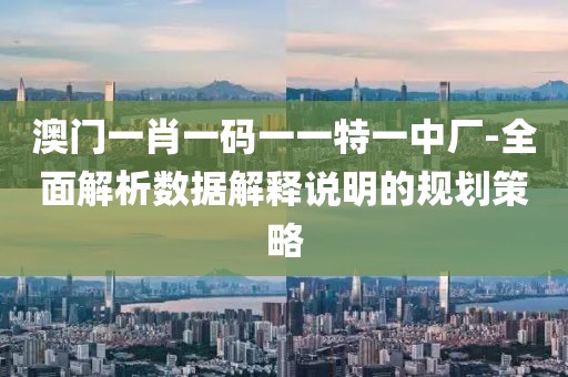 澳门一肖一码一一特一中厂-全面解析数据解释说明的规划策略