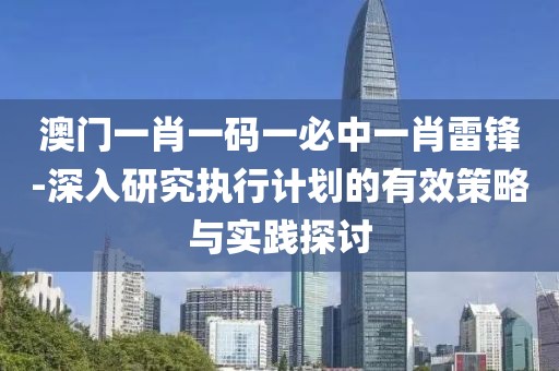 澳门一肖一码一必中一肖雷锋-深入研究执行计划的有效策略与实践探讨