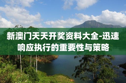 新澳门天天开奖资料大全-迅速响应执行的重要性与策略
