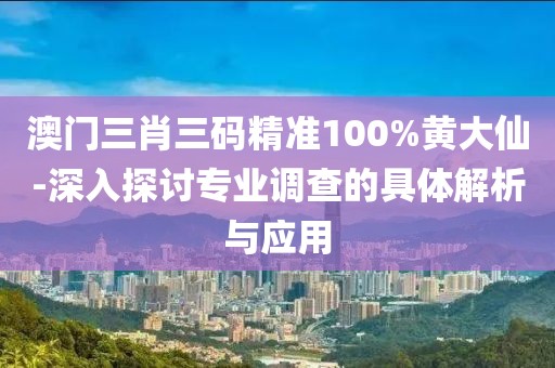澳门三肖三码精准100%黄大仙-深入探讨专业调查的具体解析与应用