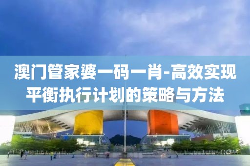 澳门管家婆一码一肖-高效实现平衡执行计划的策略与方法