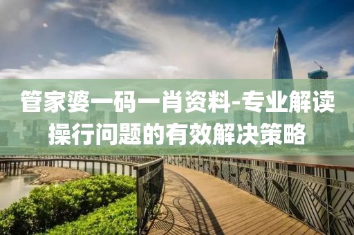 管家婆一码一肖资料-专业解读操行问题的有效解决策略