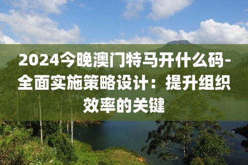 2024今晚澳门特马开什么码-全面实施策略设计：提升组织效率的关键
