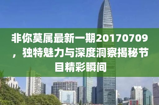 非你莫属最新一期20170709，独特魅力与深度洞察揭秘节目精彩瞬间