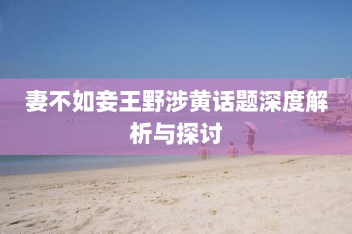 妻不如妾王野涉黄话题深度解析与探讨