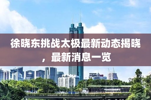 徐晓东挑战太极最新动态揭晓，最新消息一览