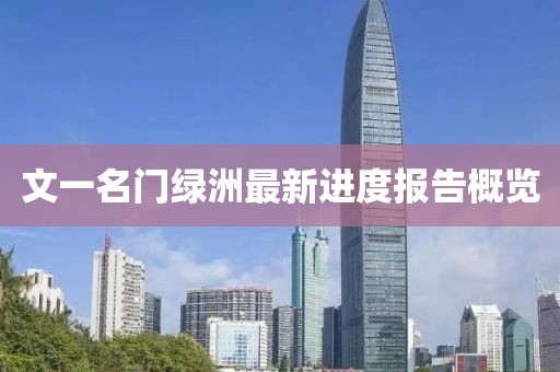 文一名门绿洲最新进度报告概览