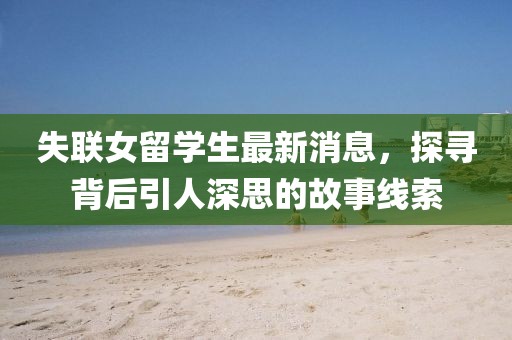 失联女留学生最新消息，探寻背后引人深思的故事线索