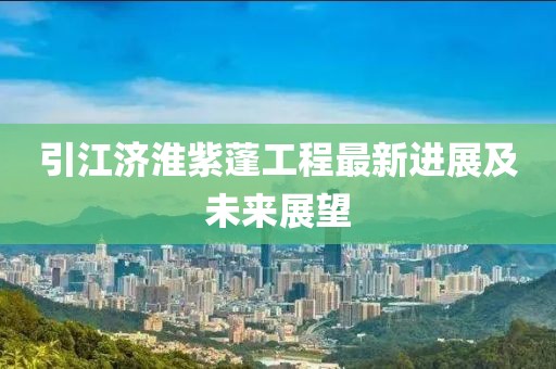 引江济淮紫蓬工程最新进展及未来展望