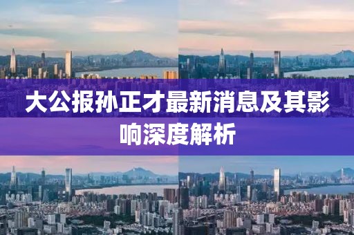 大公报孙正才最新消息及其影响深度解析
