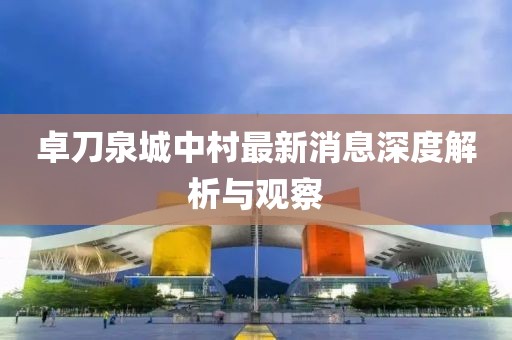 卓刀泉城中村最新消息深度解析与观察