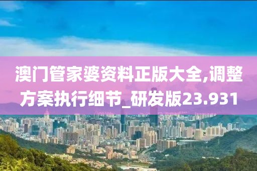 澳门管家婆资料正版大全,调整方案执行细节_研发版23.931