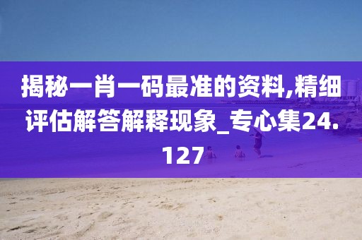 揭秘一肖一码最准的资料,精细评估解答解释现象_专心集24.127