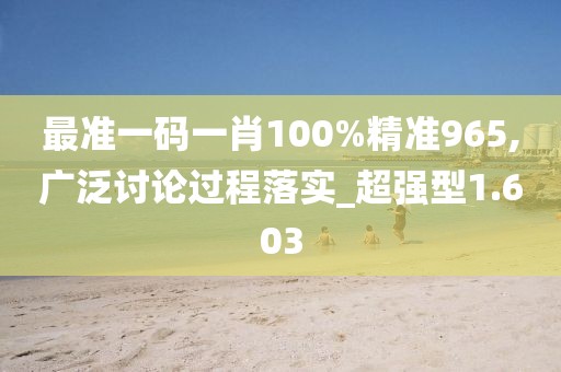 最准一码一肖100%精准965,广泛讨论过程落实_超强型1.603