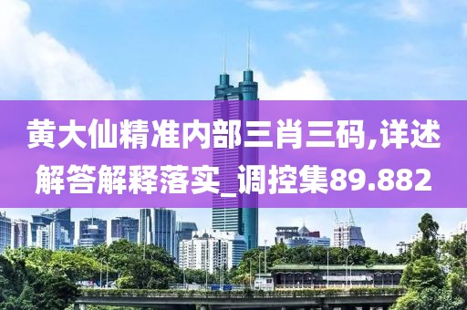 黄大仙精准内部三肖三码,详述解答解释落实_调控集89.882