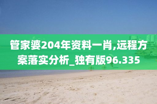 管家婆204年资料一肖,远程方案落实分析_独有版96.335