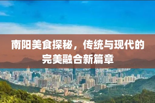 南阳美食探秘，传统与现代的完美融合新篇章