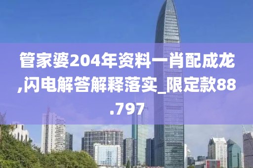 管家婆204年资料一肖配成龙,闪电解答解释落实_限定款88.797