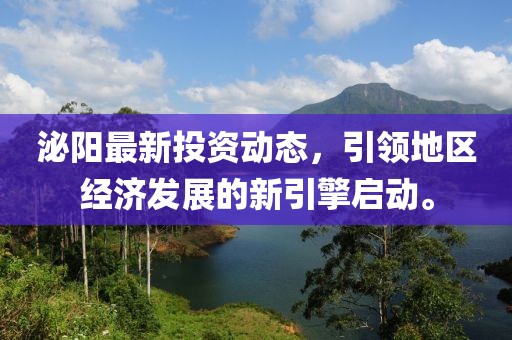 泌阳最新投资动态，引领地区经济发展的新引擎启动。