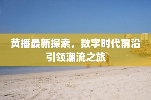 黄播最新探索，数字时代前沿引领潮流之旅