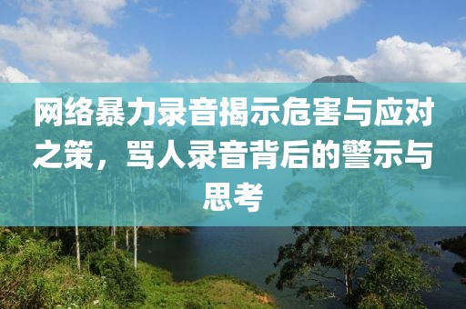 网络暴力录音揭示危害与应对之策，骂人录音背后的警示与思考