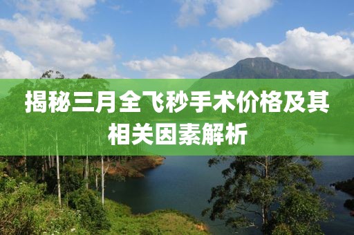 揭秘三月全飞秒手术价格及其相关因素解析