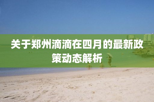 关于郑州滴滴在四月的最新政策动态解析