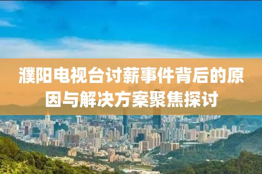 濮阳电视台讨薪事件背后的原因与解决方案聚焦探讨