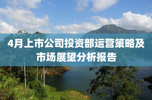 4月上市公司投资部运营策略及市场展望分析报告